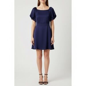 BCBGeneration Elegant Purple Dress with puff flutter cap sleeves low back size 4